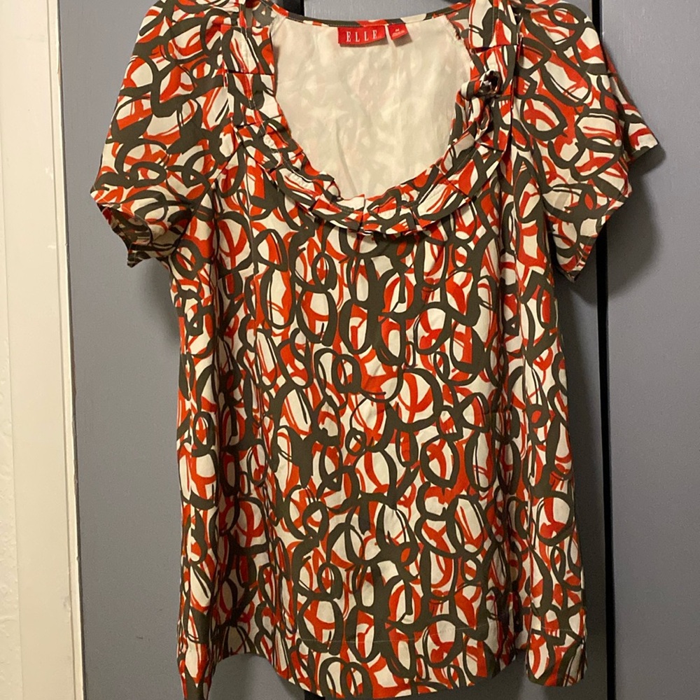 Elle Red and Gray Blouse